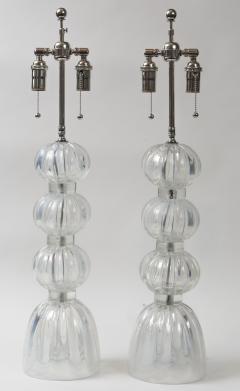 Pair of Iridescent Clear Ball Lamps Contemporary - 2096936