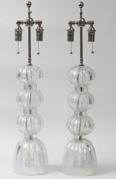 Pair of Iridescent Clear Ball Lamps Contemporary - 2096950
