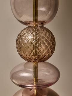 Pair of Iridescent Murano Glass Pink Table Lamps - 3659487