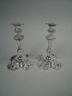 Pair of Irish Georgian Sterling Silver Shell Mask Candlesticks 1969 - 3762033