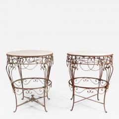 Pair of Iron Tables with Marble Tops - 351597