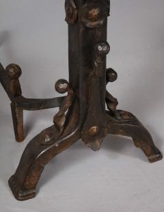 Pair of Iron and Bronze Strapwork Sphere Andirons - 3340945