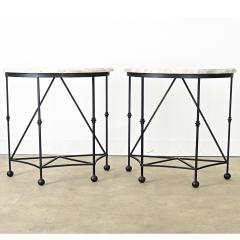 Pair of Iron and Marble Demilune Consoles - 4390144