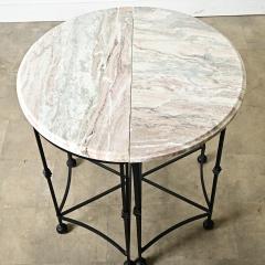 Pair of Iron and Marble Demilune Consoles - 4390146