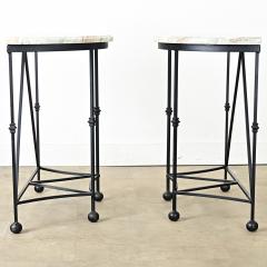 Pair of Iron and Marble Demilune Consoles - 4390150