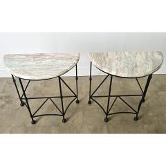 Pair of Iron and Marble Demilune Consoles - 4390163