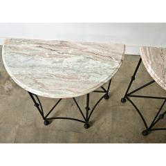 Pair of Iron and Marble Demilune Consoles - 4390164