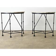 Pair of Iron and Marble Demilune Consoles - 4390165