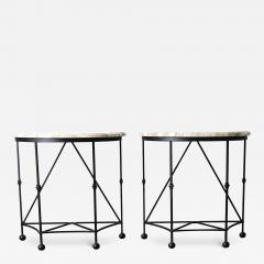 Pair of Iron and Marble Demilune Consoles - 4400880