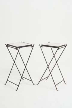 Pair of Iron and Marble Side Tables - 3484096