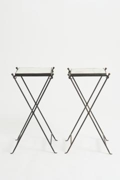 Pair of Iron and Marble Side Tables - 3484097