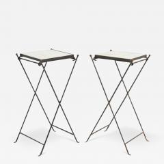 Pair of Iron and Marble Side Tables - 3487597