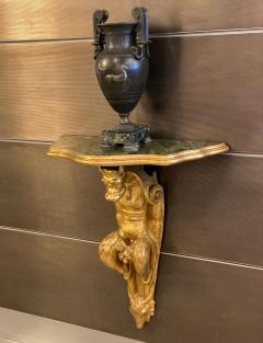 Pair of Italia Tuscany 18th Century Gilt Console Tables with Painted Marble Top - 4714049