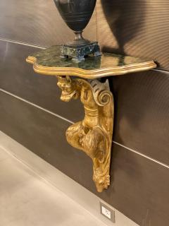 Pair of Italia Tuscany 18th Century Gilt Console Tables with Painted Marble Top - 4714050