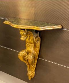 Pair of Italia Tuscany 18th Century Gilt Console Tables with Painted Marble Top - 4714051