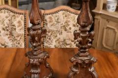 Pair of Italian 17th Century Baroque Period Altar Candlesticks with Carved D cor - 3547441
