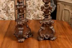 Pair of Italian 17th Century Baroque Period Altar Candlesticks with Carved D cor - 3547443