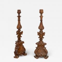 Pair of Italian 17th Century Baroque Period Altar Candlesticks with Carved D cor - 3551678