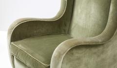 Pair of Italian 1940s Velvet Armchairs with Walnut Bun Feet - 2481484
