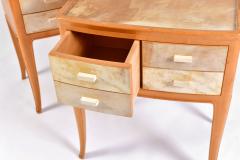 Pair of Italian 1950s Marbled Parchment Bedsides Nightstands - 689836