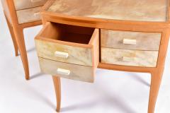 Pair of Italian 1950s Marbled Parchment Bedsides Nightstands - 689836