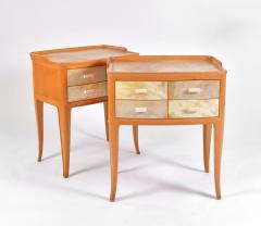 Pair of Italian 1950s Marbled Parchment Bedsides Nightstands - 689837