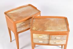 Pair of Italian 1950s Marbled Parchment Bedsides Nightstands - 689838