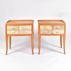 Pair of Italian 1950s Marbled Parchment Bedsides Nightstands - 689841