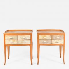 Pair of Italian 1950s Marbled Parchment Bedsides Nightstands - 690017
