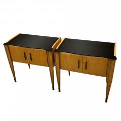 Pair of Italian 1950s Nightstands With Black Glass Tops - 2926347