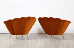 Pair of Italian 1950s Scalloped Shaped Velvet Lounge Chairs - 2923987