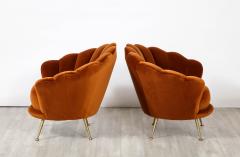 Pair of Italian 1950s Scalloped Shaped Velvet Lounge Chairs - 2923988