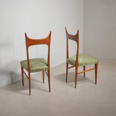 Pair of Italian 1950s Side Chairs in Exotic Wood Restored Shellac Finish - 4386701