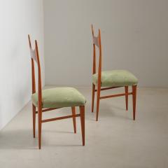 Pair of Italian 1950s Side Chairs in Exotic Wood Restored Shellac Finish - 4386703