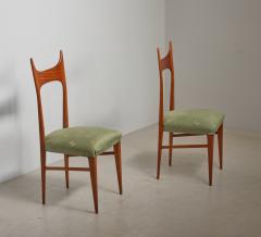 Pair of Italian 1950s Side Chairs in Exotic Wood Restored Shellac Finish - 4386704