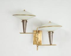 Pair of Italian 1950s Wall Sconces with Glass Shades - 1833450