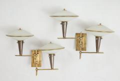 Pair of Italian 1950s Wall Sconces with Glass Shades - 1833451