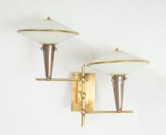 Pair of Italian 1950s Wall Sconces with Glass Shades - 1833454