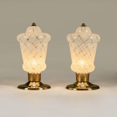 Pair of Italian 1950s brass and Murano Reticello table lights - 4359861