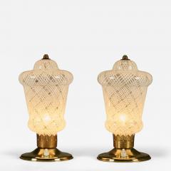 Pair of Italian 1950s brass and Murano Reticello table lights - 4361737