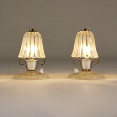 Pair of Italian 1950s glass and brass table lamps - 3575697