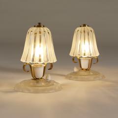 Pair of Italian 1950s glass and brass table lamps - 3575699