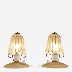 Pair of Italian 1950s glass and brass table lamps - 3591272
