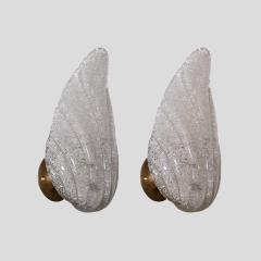 Pair of Italian 1950s glass leaf shaped wall lights - 4079580