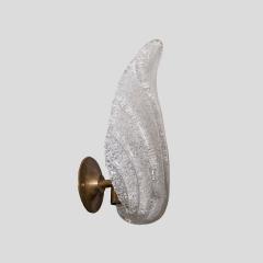 Pair of Italian 1950s glass leaf shaped wall lights - 4079582