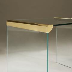 Pair of Italian 1950s heavy glass and brass side tables - 2448272