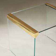 Pair of Italian 1950s heavy glass and brass side tables - 2448275