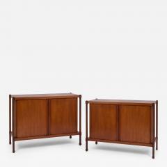 Pair of Italian 1960s Cabinets with Rounded Tambour Doors - 3592341