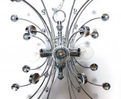 Pair of Italian 1960s Chromed Steel 6 light Farfalla Butterfly Pendant Lights - 1499032