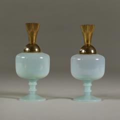 Pair of Italian 1960s Murano pale turquoise table lamps - 3575706